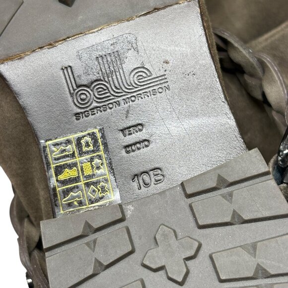 Belle by Sigerson Morrison Gray Brown Taupe Pull On Calf High Boots Size 10 - Picture 8 of 8